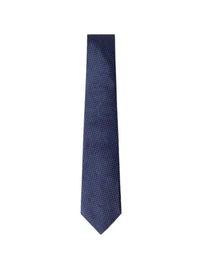 Hackett London Two-tone Dot Silk Tie In Blue