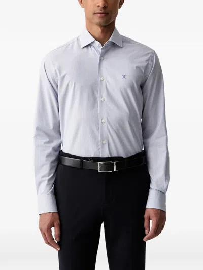 Hackett London Vertical-stripe Logo-embroidered Shirt In White