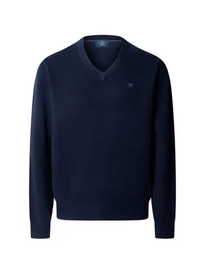 Hackett London V-neck Sweater In Blue
