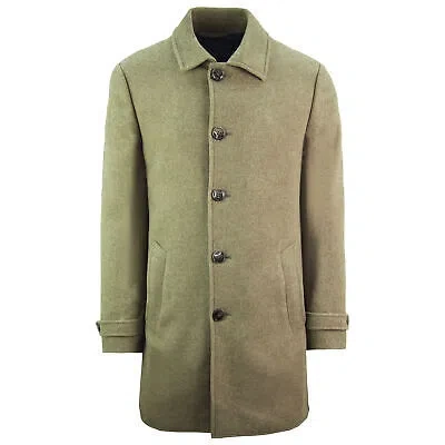 Pre-owned Hackett London Washed Wool Twill Button Up Mens Brown Coat Hm402399r 951