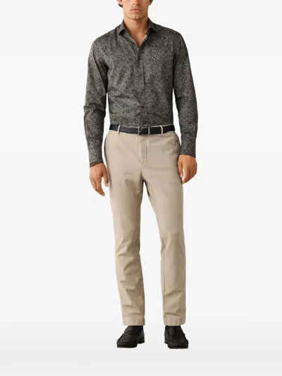 Hackett London Wildflower-print Shirt In Gray
