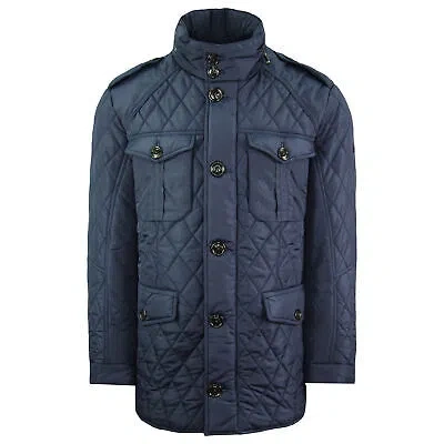 Pre-owned Hackett London Winter Holborn Jacket Zip Up Mens Navy Coat Hm402492 595 In Blue