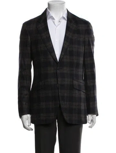 Pre-owned Hackett London Wool Plaid Print Two-piece Suit In Black