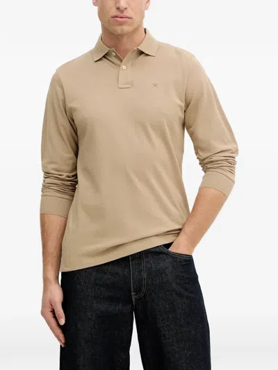 Hackett Long-sleeve Polo Shirt In Neutral