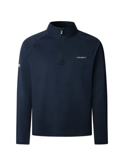 Hackett Long-sleeved Zipped Sweatshirt In Blue