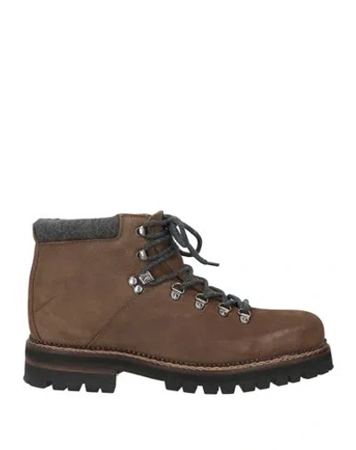 Hackett Man Ankle Boots Brown Size 9 Leather, Textile Fibers