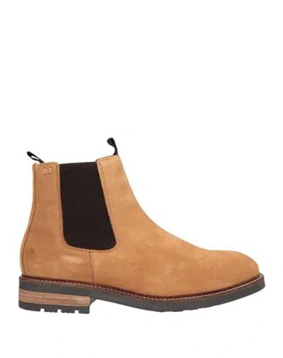 Hackett Man Ankle Boots Camel Size 9 Leather In Beige