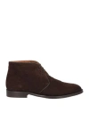 Hackett Man Ankle Boots Dark Brown Size 9 Leather