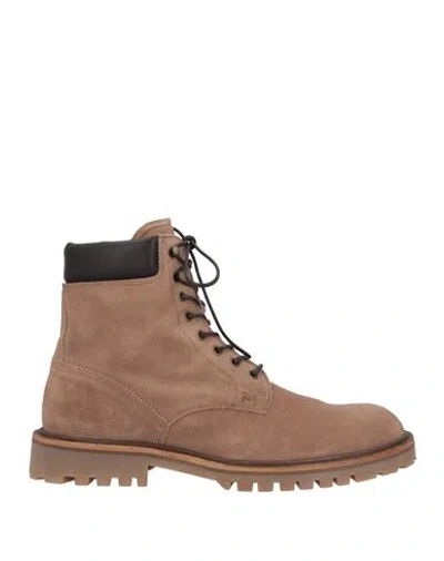 Hackett Man Ankle Boots Khaki Size 9 Leather In Beige