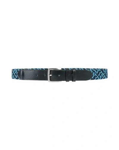 Hackett Man Belt Blue Size M Polyamide, Cow Leather, Polyester, Rubber