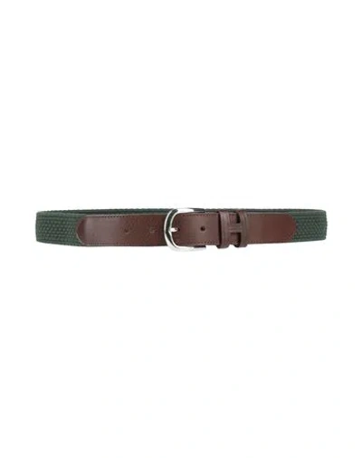 Hackett Man Belt Dark Green Size M Polyester, Rubber, Cow Leather In Black