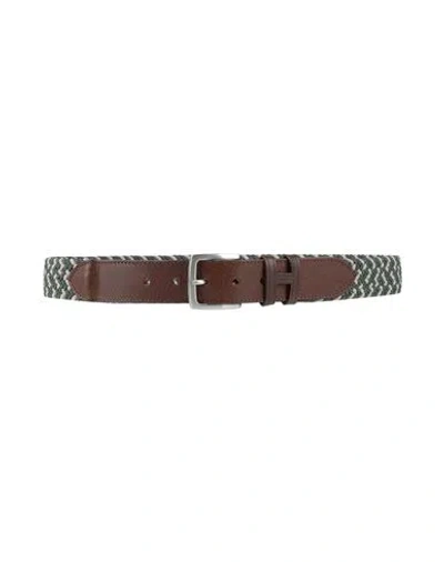 Hackett Man Belt Dark Green Size Xl Polyamide, Cow Leather, Polyester, Rubber In Brown