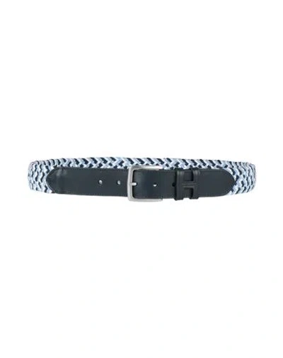 Hackett Man Belt Navy Size L Polyamide, Cow Leather, Polyester, Rubber In Blue