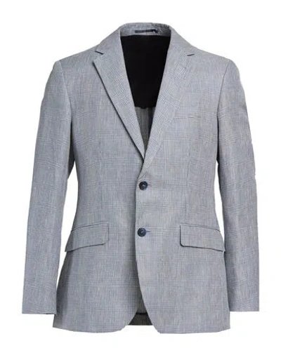 Hackett Man Blazer Navy Size 44 Linen, Polyester, Wool In Gray
