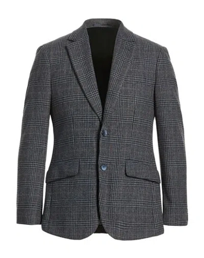 Hackett Man Blazer Slate Blue Size 46 Virgin Wool, Polyester, Cotton In Brown