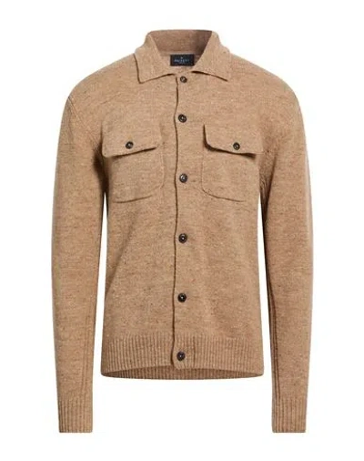 Hackett Man Cardigan Camel Size Xl Virgin Wool In Brown