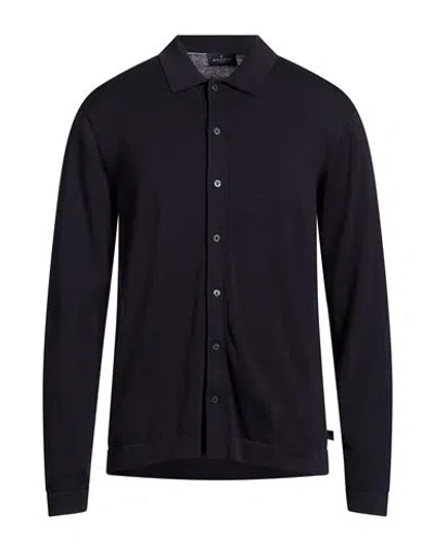 Hackett Man Cardigan Midnight Blue Size Xl Cotton, Silk In Black