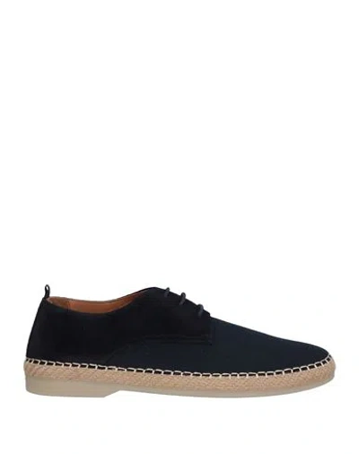 Hackett Man Espadrilles Midnight Blue Size 8 Leather, Textile Fibers