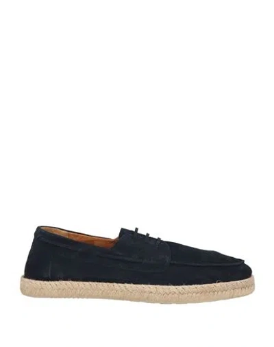 Hackett Man Espadrilles Navy Size 9 Leather In Blue
