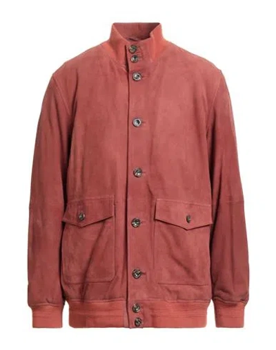 Hackett Man Jacket Brick Size Xxl Goat Skin In Multi