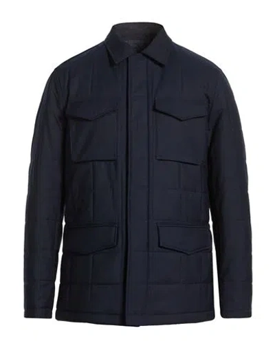 Hackett Man Jacket Navy Size Xxl Polyester, Merino Wool In Black