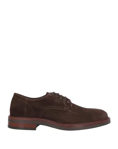Hackett Man Lace-up Shoes Dark Brown Size 8 Leather