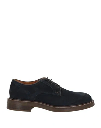 Hackett Man Lace-up Shoes Navy Size 7 Leather In Blue