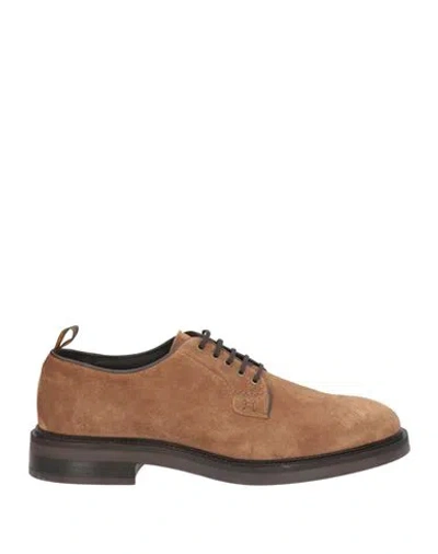 Hackett Man Lace-up Shoes Camel Size 10 Leather In Orange