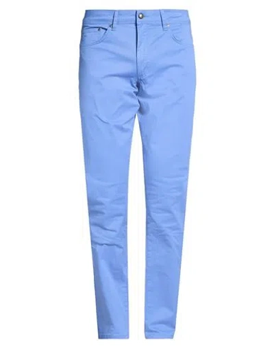 Hackett Man Pants Azure Size 34 Cotton, Elastane In Blue