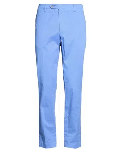 Hackett Man Pants Azure Size 36 Cotton, Elastane In Blue