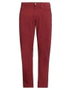 Hackett Man Pants Brick Size 34 Cotton, Elastane In Red