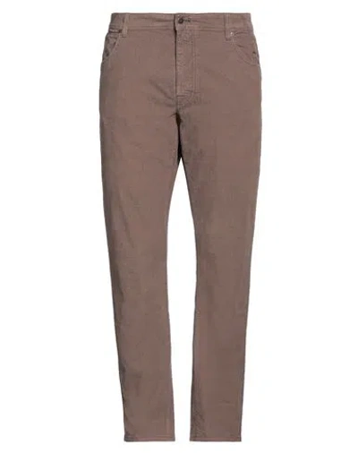 Hackett Man Pants Dark Brown Size 40 Cotton, Elastane
