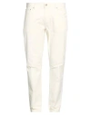 Hackett Man Pants Ivory Size 32 Cotton, Elastane In White