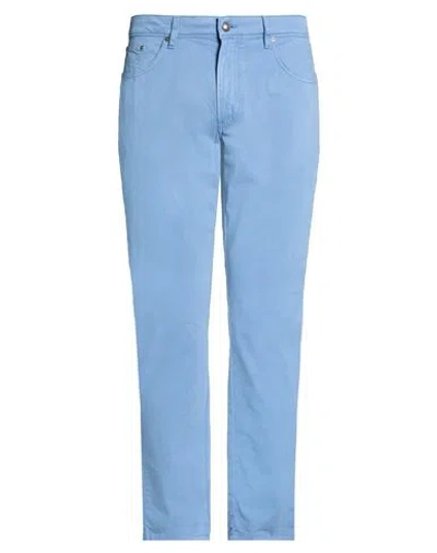 Hackett Man Pants Light Blue Size 34 Cotton, Elastane