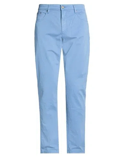 Hackett Man Pants Light Blue Size 34 Cotton, Elastane