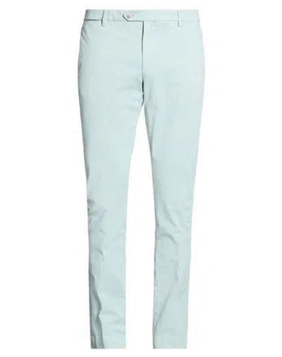 Hackett Man Pants Light Green Size 35 Cotton, Elastane In Blue