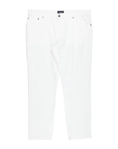 Hackett Man Pants White Size 40 Cotton, Elastane
