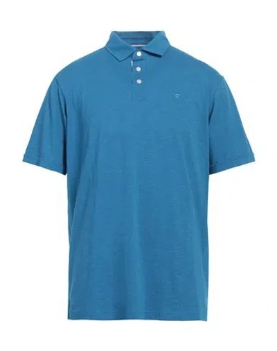 Hackett Man Polo Shirt Azure Size Xxl Cotton, Linen In Blue