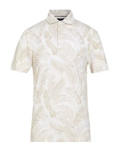 Hackett Man Polo Shirt Beige Size M Cotton In Multi