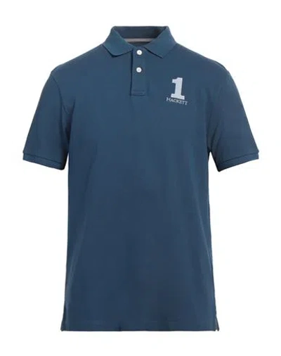 Hackett Man Polo Shirt Blue Size L Cotton