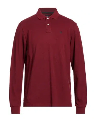 Hackett Man Polo Shirt Burgundy Size L Cotton In Red