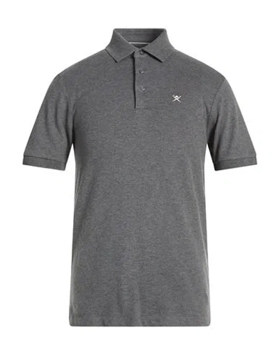 Hackett Man Polo Shirt Grey Size 3xl Cotton, Elastane In Gray