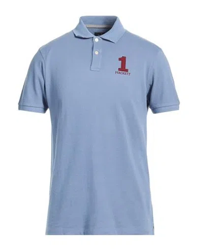 Hackett Man Polo Shirt Light Blue Size Xl Cotton