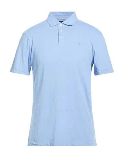 Hackett Man Polo Shirt Light Blue Size Xxl Cotton, Linen