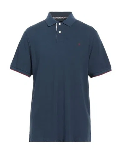 Hackett Man Polo Shirt Navy Blue Size Xl Cotton
