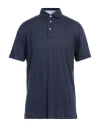 Hackett Man Polo Shirt Navy Blue Size Xxl Linen