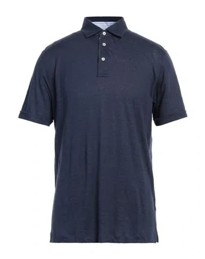 Hackett Man Polo Shirt Navy Blue Size Xxl Linen