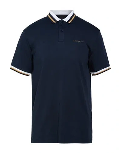Hackett Man Polo Shirt Navy Size S Cotton In Blue