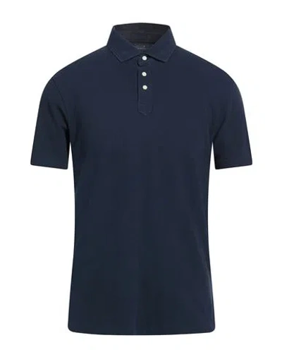Hackett Man Polo Shirt Navy Size Xl Cotton In Blue