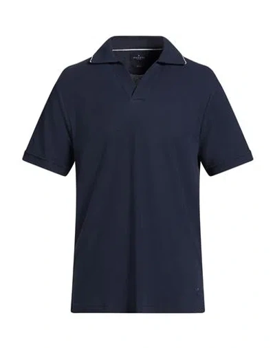 Hackett Man Polo Shirt Navy Size Xxl Cotton In Blue